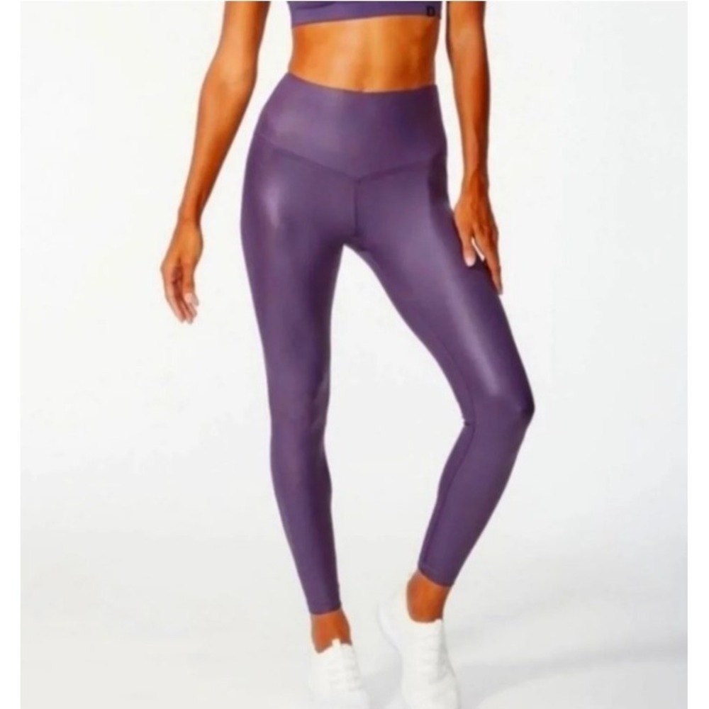 Zobha Womens High Waisted Faux Leather Leggings Sweet Grape Purple ZLL0860A M